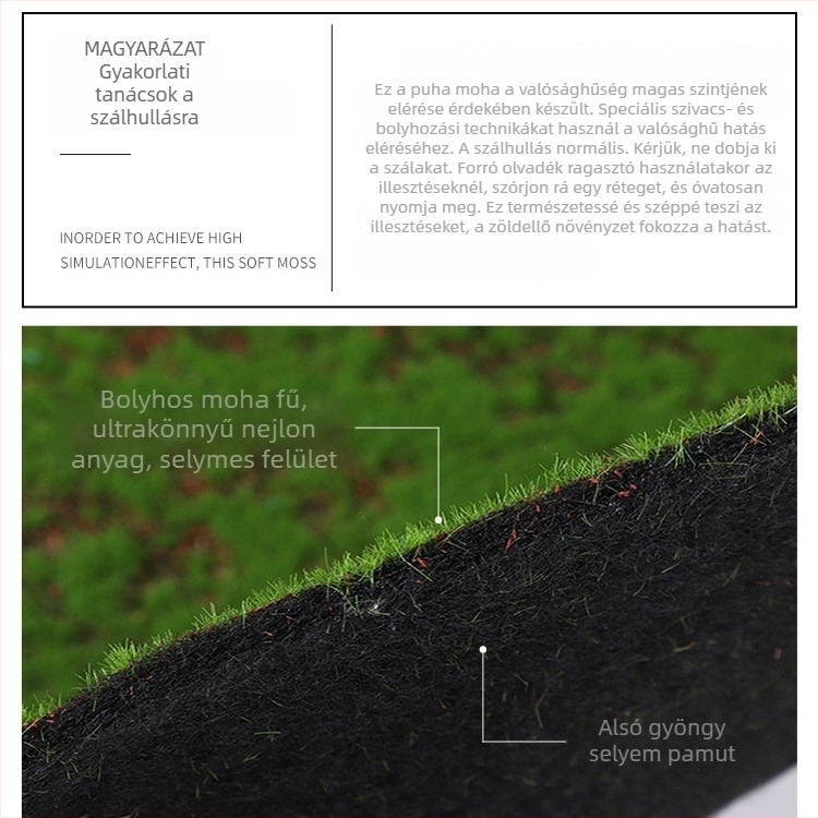 Műmoha falidekoráció flokkolt fű gyep bonsai dekorációhoz