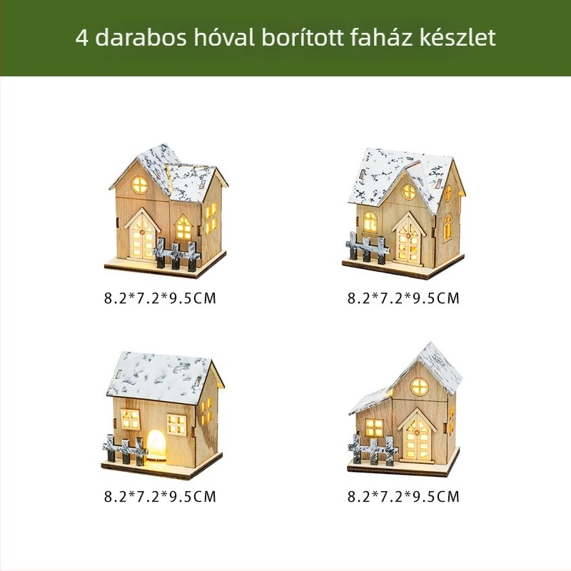 Fénylő műgyanta karácsonyi kunyhó dísz a karácsonyfára – mini tájkép