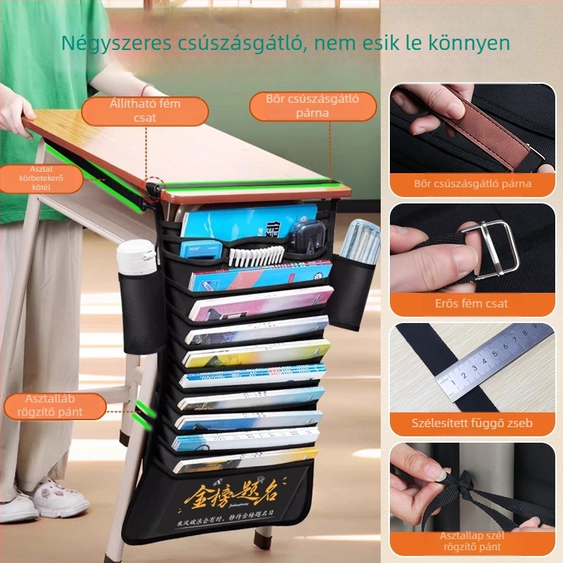 Íróasztal-szervező táska nagy kapacitású, megerősített, többfunkciós, csúszásmentes – könyvek tárolására középiskolások számára
