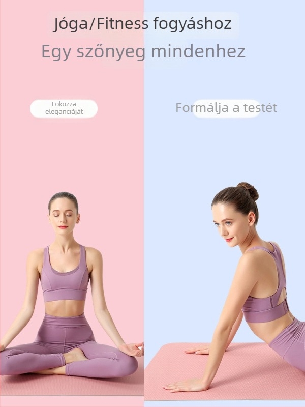 TPE jóga matrac, csendes ütéscsillapítás, csúszásmentes, kétszínű, lányoknak, otthoni használatra, vastított és szélesített, méretek 183×61/80×0.6/0.8 cm