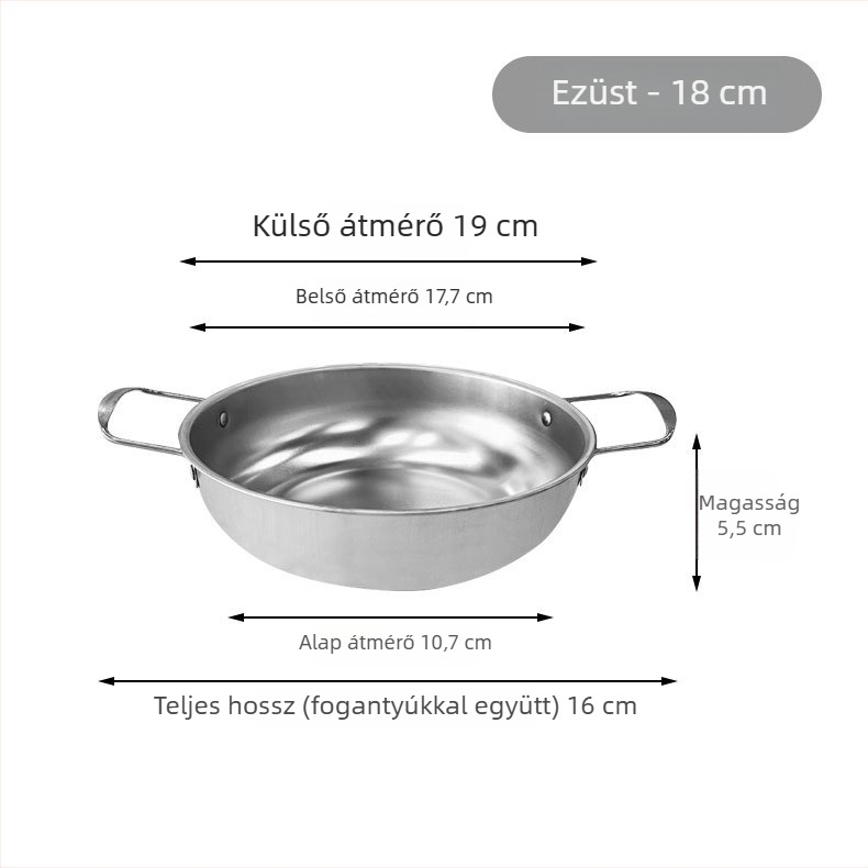 Koreai stílusú instant tészta fazék, rozsdamentes acélból, arany színű, két füllel, sík aljzatú, kompakt forró fazék otthoni használatra