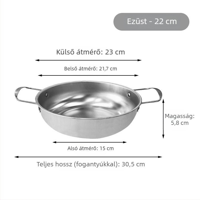 Koreai stílusú instant tészta fazék, rozsdamentes acélból, arany színű, két füllel, sík aljzatú, kompakt forró fazék otthoni használatra