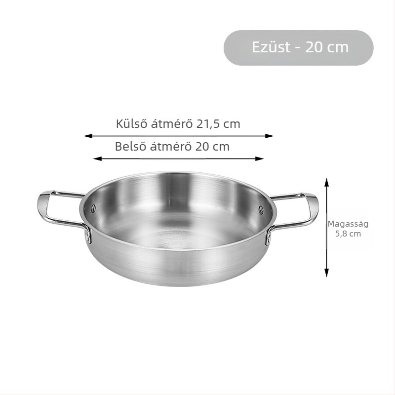 Koreai stílusú instant tészta fazék, rozsdamentes acélból, arany színű, két füllel, sík aljzatú, kompakt forró fazék otthoni használatra