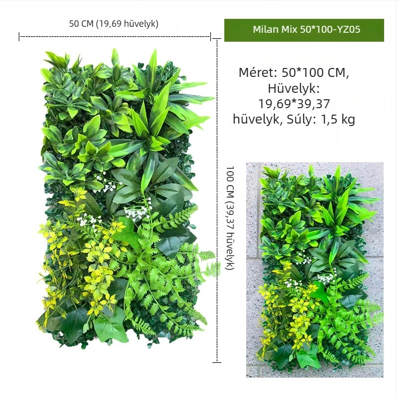 Mű növény falpanel 50×100 cm, dekoráció a bevásárlóközpont bejáratához
