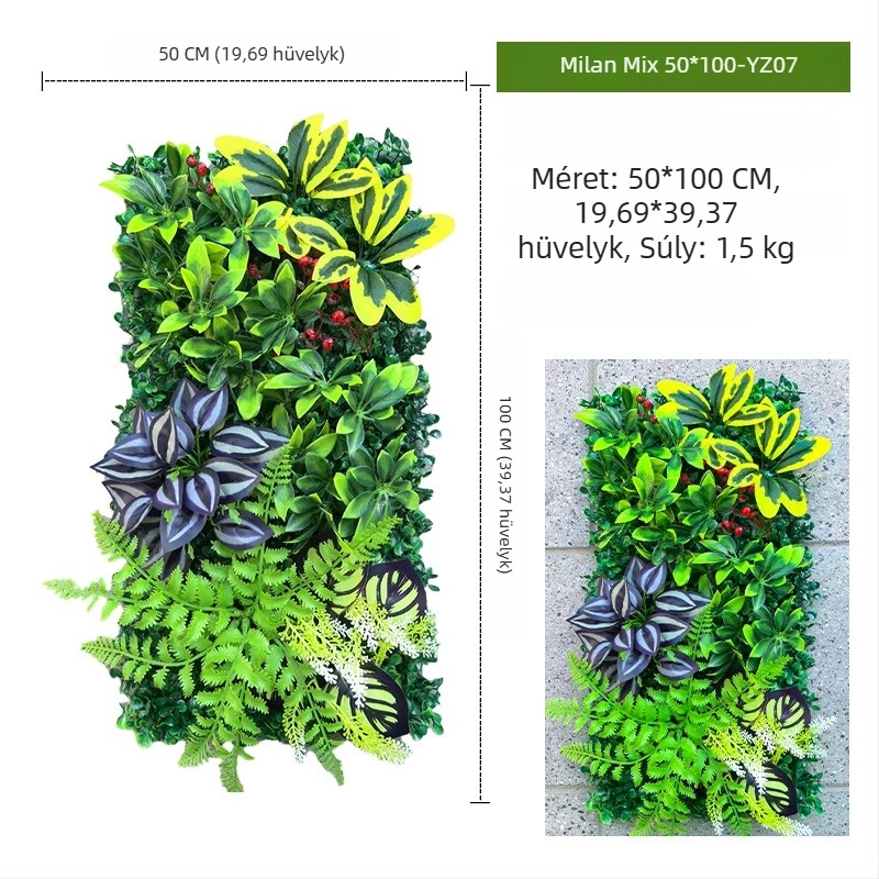 Mű növény falpanel 50×100 cm, dekoráció a bevásárlóközpont bejáratához