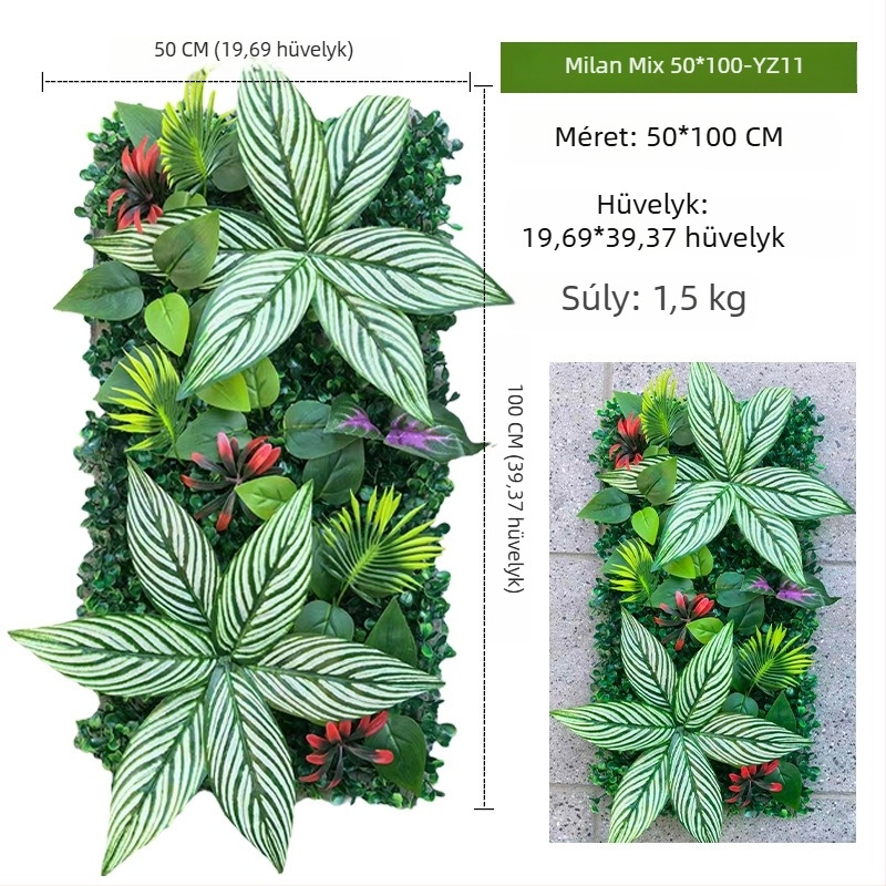 Mű növény falpanel 50×100 cm, dekoráció a bevásárlóközpont bejáratához