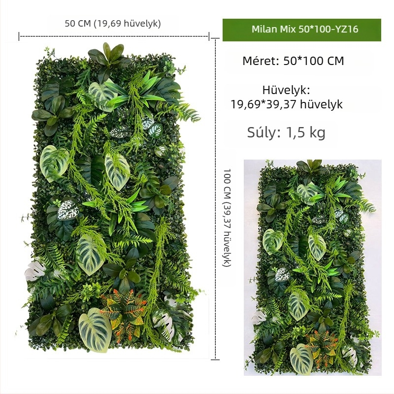 Mű növény falpanel 50×100 cm, dekoráció a bevásárlóközpont bejáratához