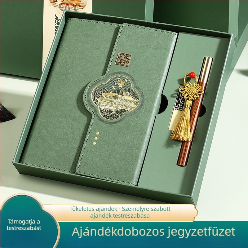 Kínai kulturális és kreatív jegyzetfüzet ajándékkészlet üzleti találkozókhoz, logóval testreszabható, ideális emléknek
