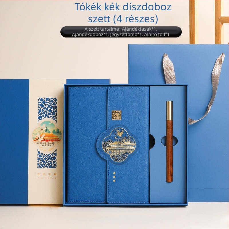 Kínai kulturális és kreatív jegyzetfüzet ajándékkészlet üzleti találkozókhoz, logóval testreszabható, ideális emléknek