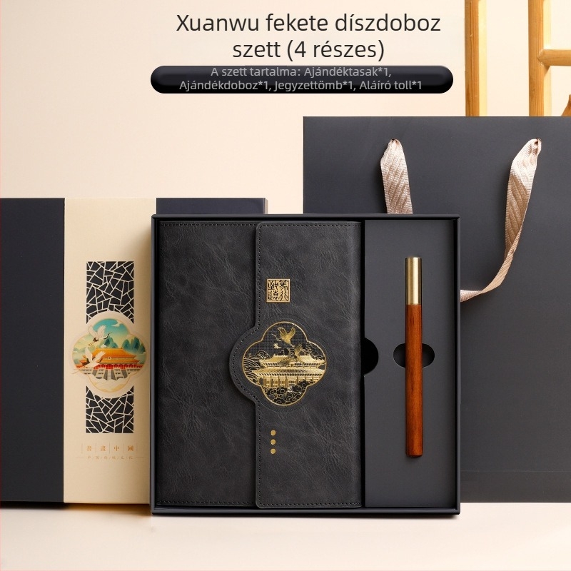 Kínai kulturális és kreatív jegyzetfüzet ajándékkészlet üzleti találkozókhoz, logóval testreszabható, ideális emléknek