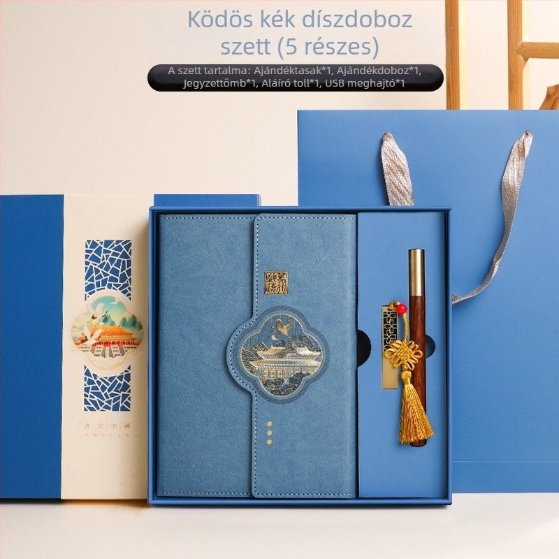 Kínai kulturális és kreatív jegyzetfüzet ajándékkészlet üzleti találkozókhoz, logóval testreszabható, ideális emléknek