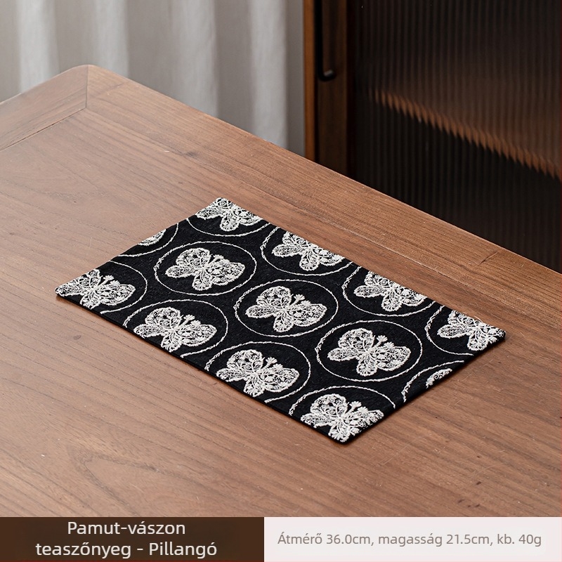 Kínai stílusú zen teafogó alátét, selyemfényű, kicsi méret, vízálló, kétoldalas, otthoni használatra
