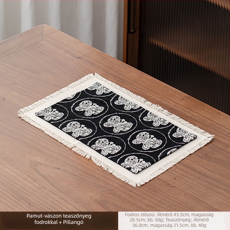 Kínai stílusú zen teafogó alátét, selyemfényű, kicsi méret, vízálló, kétoldalas, otthoni használatra