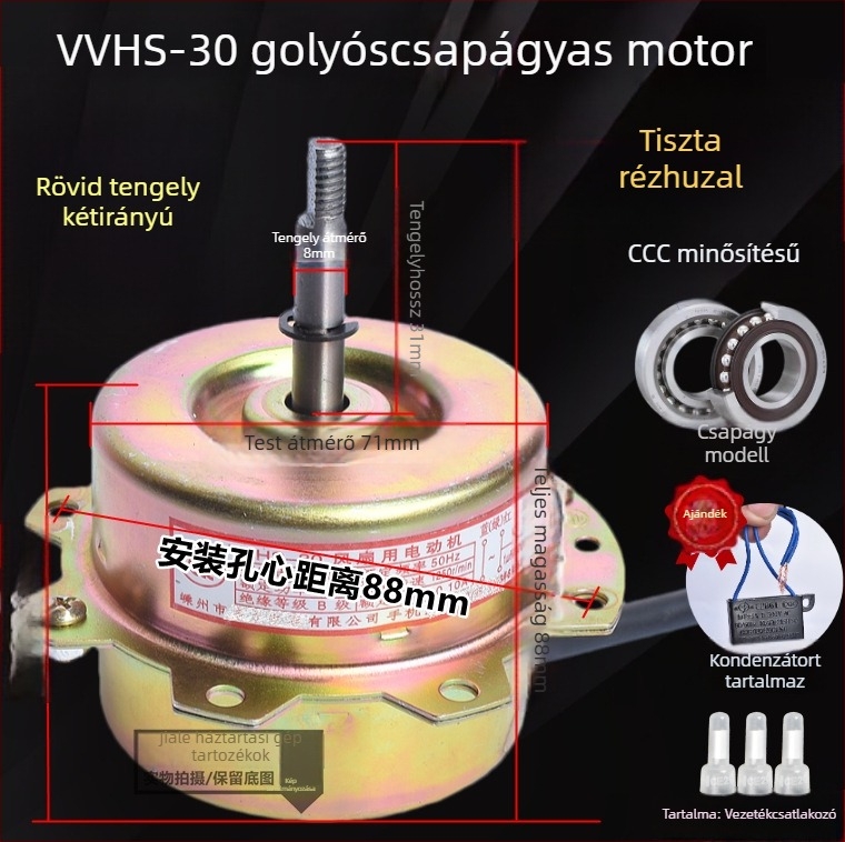 YYHS-3040 Integrált mennyezeti szellőző ventilátor motor, golyóscsapágyas, teljesen rézből készült motor, univerzális