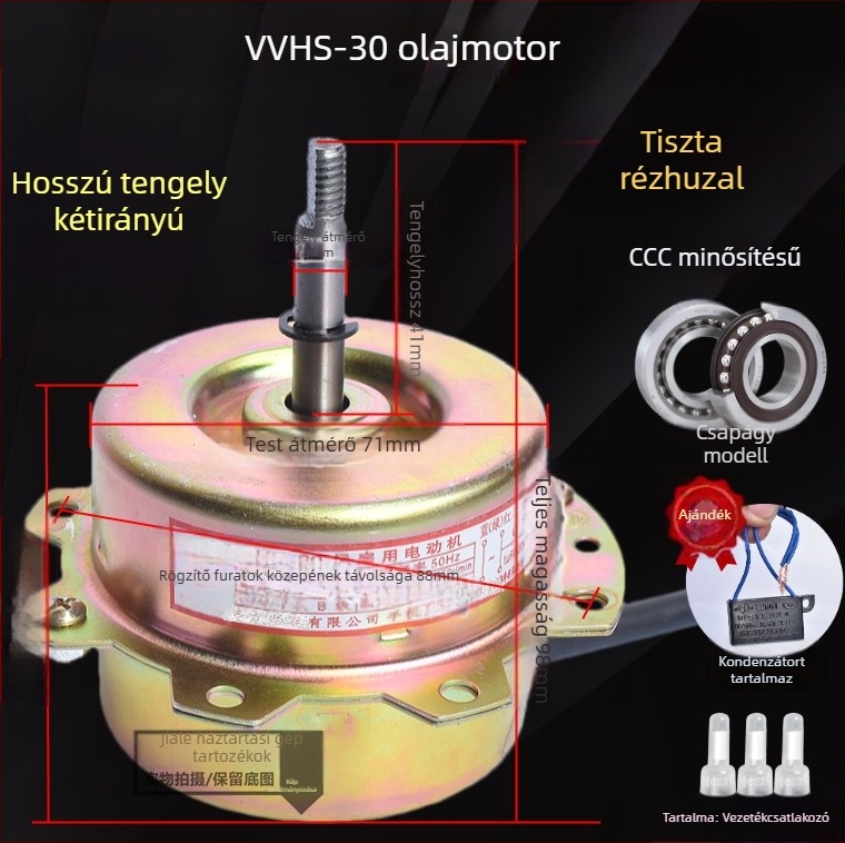 YYHS-3040 Integrált mennyezeti szellőző ventilátor motor, golyóscsapágyas, teljesen rézből készült motor, univerzális