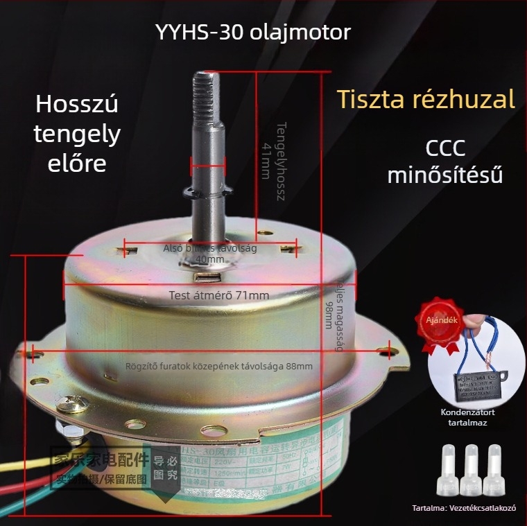 YYHS-3040 Integrált mennyezeti szellőző ventilátor motor, golyóscsapágyas, teljesen rézből készült motor, univerzális