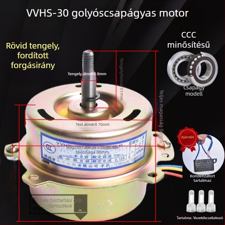 YYHS-3040 Integrált mennyezeti szellőző ventilátor motor, golyóscsapágyas, teljesen rézből készült motor, univerzális