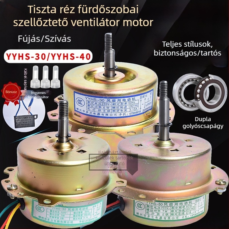 YYHS-3040 Integrált mennyezeti szellőző ventilátor motor, golyóscsapágyas, teljesen rézből készült motor, univerzális