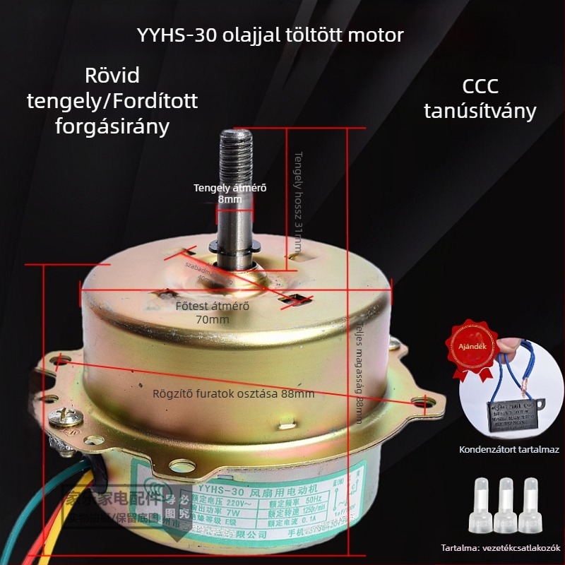 YYHS-3040 Integrált mennyezeti szellőző ventilátor motor, golyóscsapágyas, teljesen rézből készült motor, univerzális