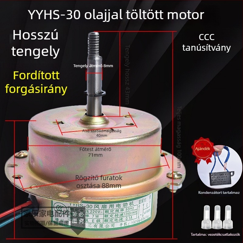 YYHS-3040 Integrált mennyezeti szellőző ventilátor motor, golyóscsapágyas, teljesen rézből készült motor, univerzális
