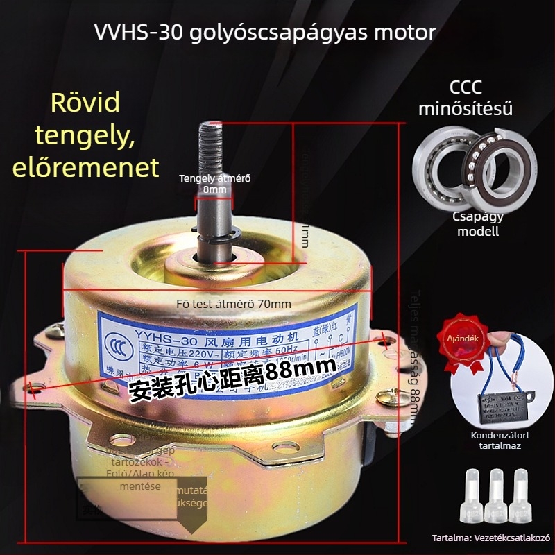YYHS-3040 Integrált mennyezeti szellőző ventilátor motor, golyóscsapágyas, teljesen rézből készült motor, univerzális