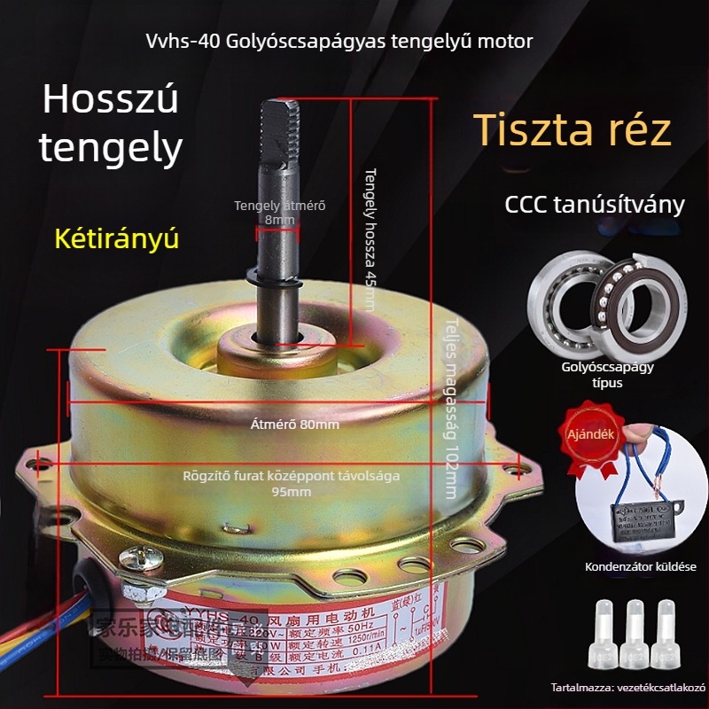 YYHS-3040 Integrált mennyezeti szellőző ventilátor motor, golyóscsapágyas, teljesen rézből készült motor, univerzális