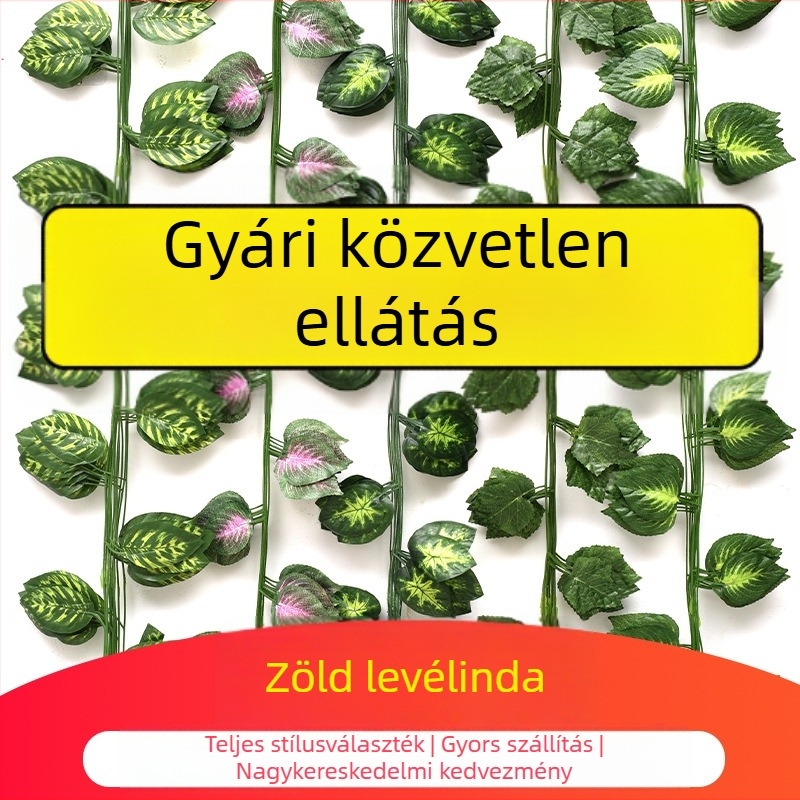 Mesterséges szőlőlevelek, futónövények és borostyán, zöld növények mennyezeti dekorációhoz