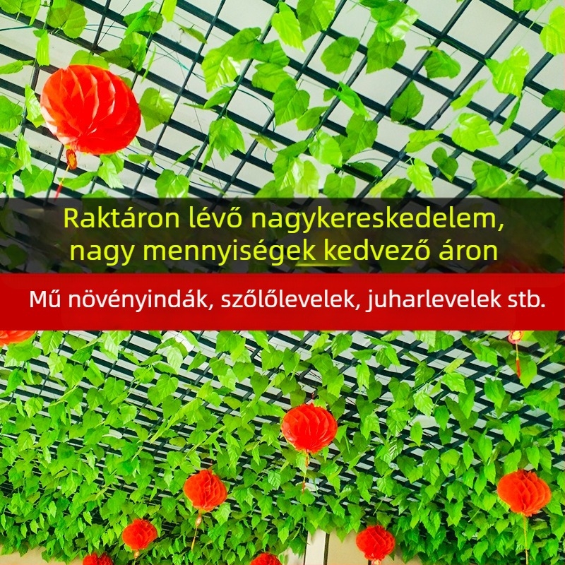 Mesterséges szőlőlevelek, futónövények és borostyán, zöld növények mennyezeti dekorációhoz