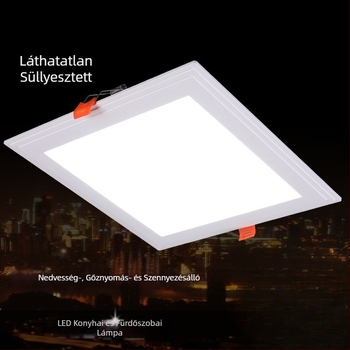 Négyzet alakú LED mennyezeti lámpa konyhához és fürdőszobához, beépített, kivágási nyílás 17–20 cm