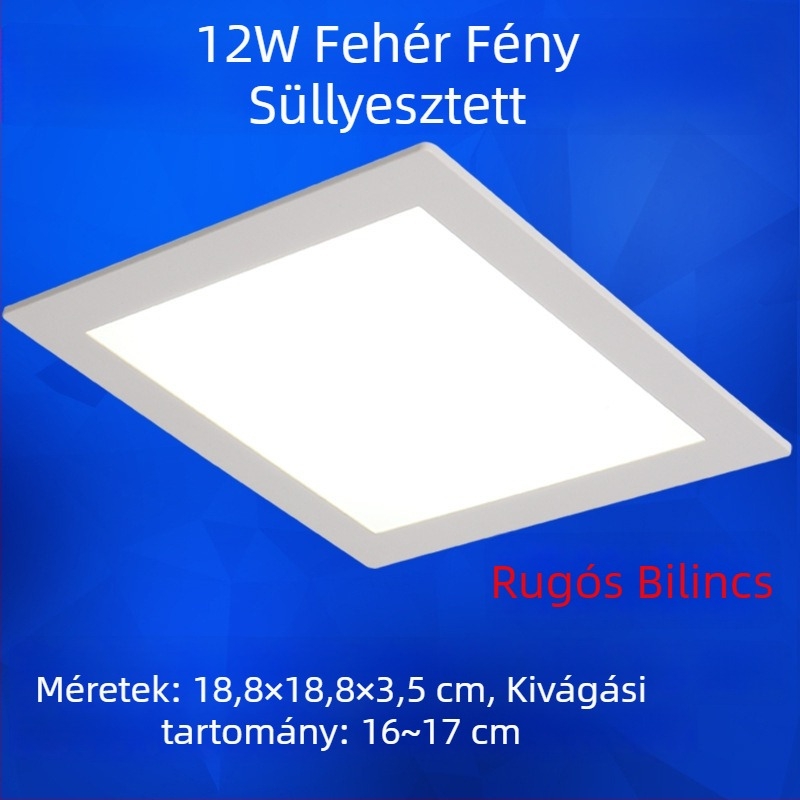Négyzet alakú LED mennyezeti lámpa konyhához és fürdőszobához, beépített, kivágási nyílás 17–20 cm