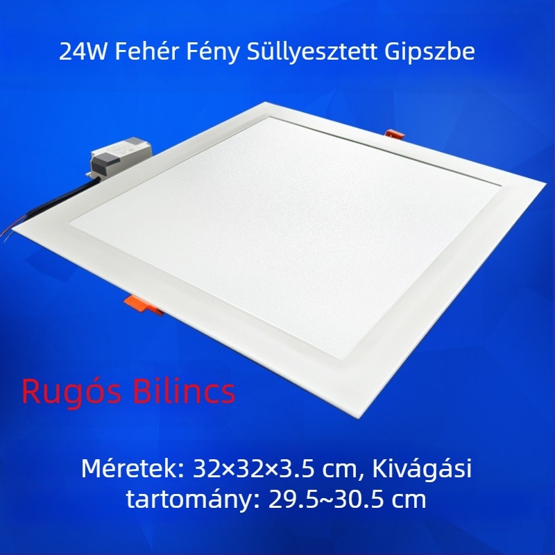 Négyzet alakú LED mennyezeti lámpa konyhához és fürdőszobához, beépített, kivágási nyílás 17–20 cm
