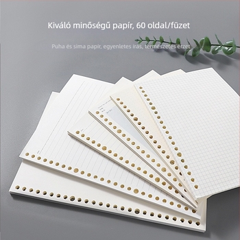 Füzethez való töltőpapír, 20 lyukas B5 üres lapok; A5 formátum, 26 lyukas belső oldalak vonalas