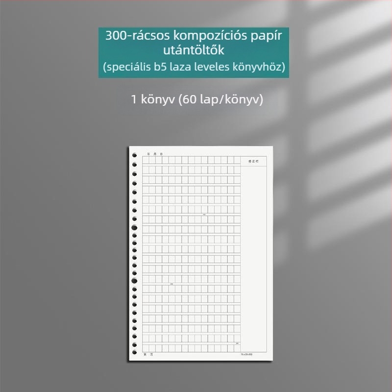 Füzethez való töltőpapír, 20 lyukas B5 üres lapok; A5 formátum, 26 lyukas belső oldalak vonalas