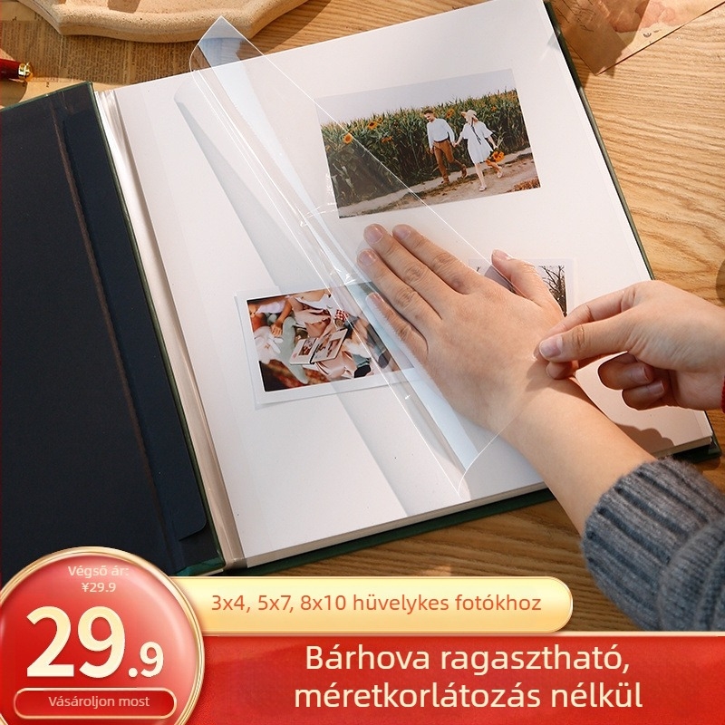Kézzel készített öntapadós laminált fotóalbum, nagy kapacitású családi és babás emlékekhez, fénykép tároló album
