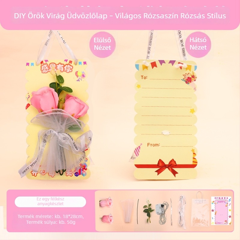 Anyák napja képeslap örökvirágokkal és tulipán DIY-készlet