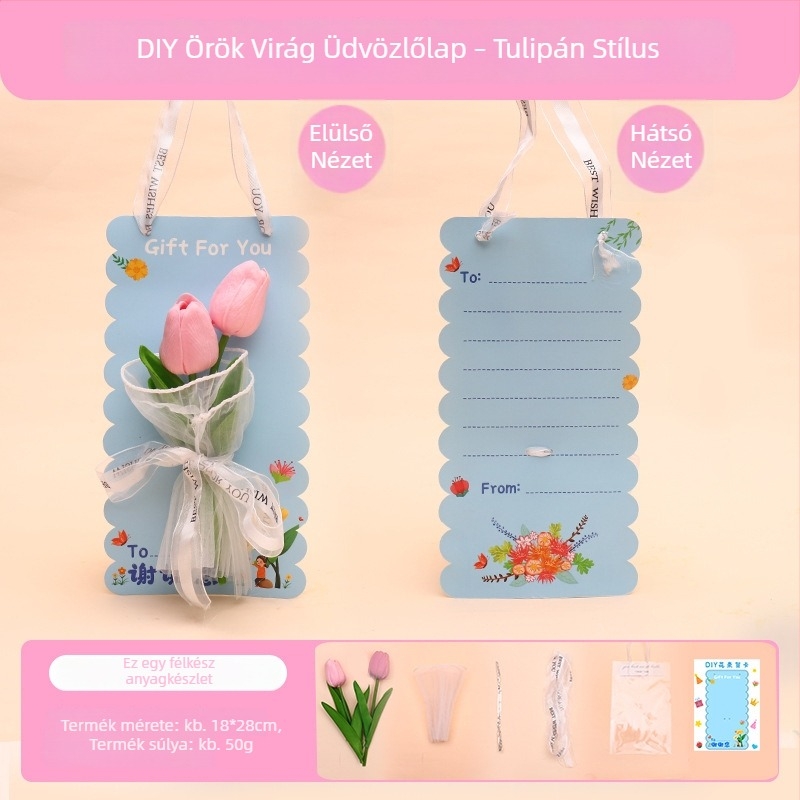 Anyák napja képeslap örökvirágokkal és tulipán DIY-készlet