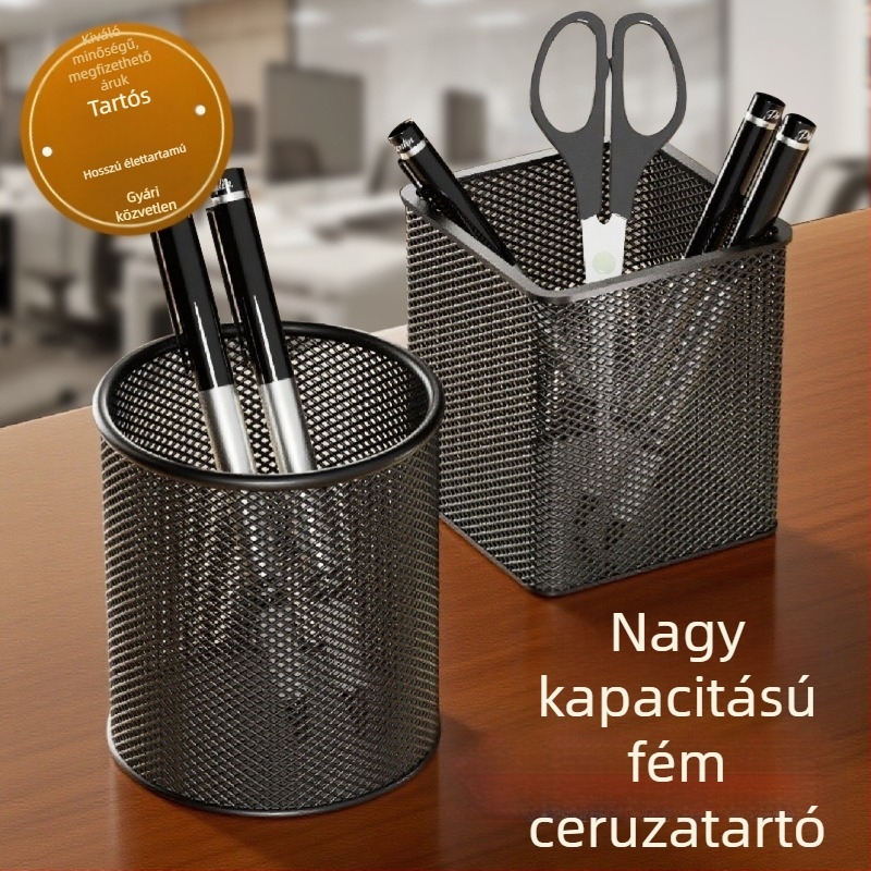 Fém tolltartó, kör alakú asztali rendező, nagy kapacitású, többfunkciós, diákoknak