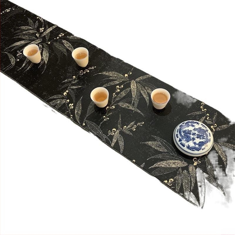 Japán stílusú teázóasztal alátét Jacquard brokát, kétoldalas, vintage zen, vízálló pamut-len anyag, új kínai stílusú teázóasztal dekor