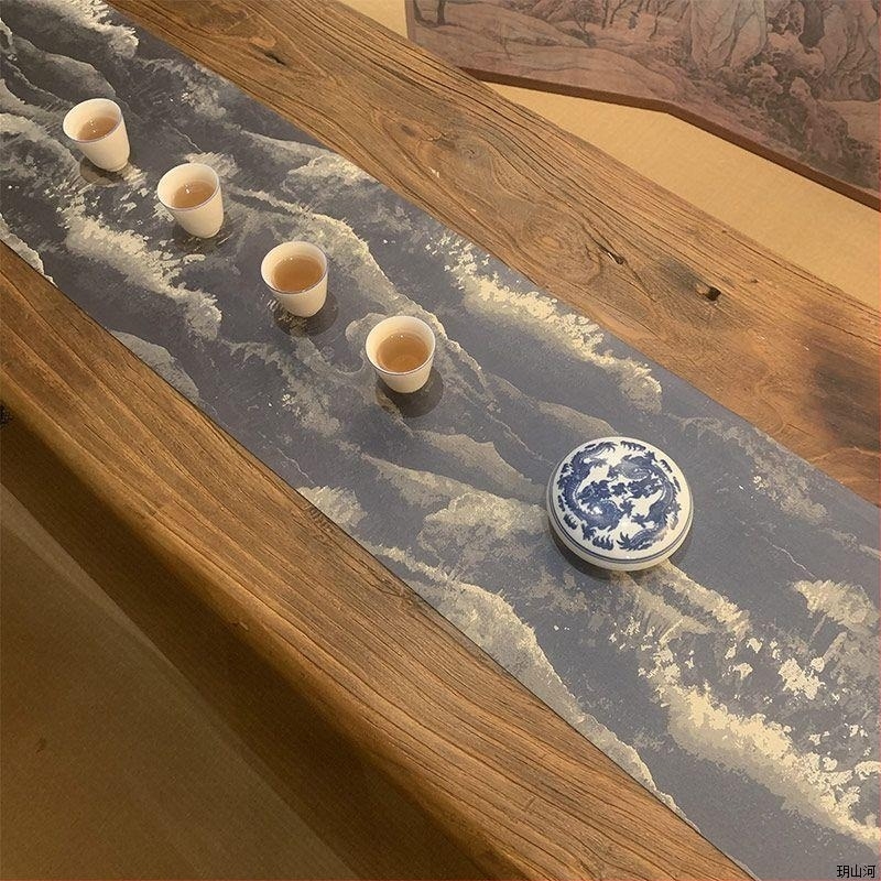Japán stílusú teázóasztal alátét Jacquard brokát, kétoldalas, vintage zen, vízálló pamut-len anyag, új kínai stílusú teázóasztal dekor