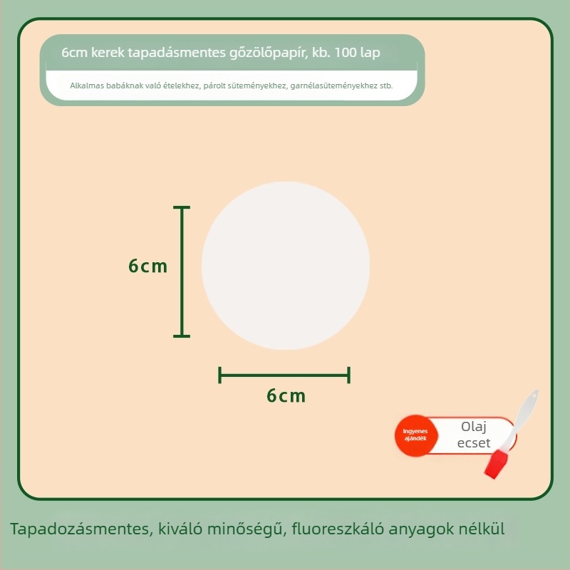 Szilikonos sütőpapír zsírt elnyelő bevonattal, párolásra és süteményekhez, babáknak