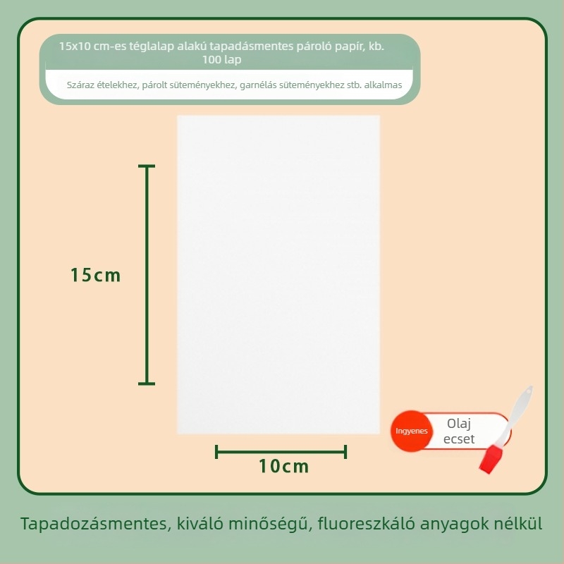 Szilikonos sütőpapír zsírt elnyelő bevonattal, párolásra és süteményekhez, babáknak