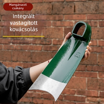 Katonai zöld, kézzel kovácsolt sínacél ásó, vastagított a kaparáshoz, többfunkciós kerti eszköz
