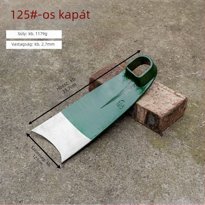 Katonai zöld, kézzel kovácsolt sínacél ásó, vastagított a kaparáshoz, többfunkciós kerti eszköz