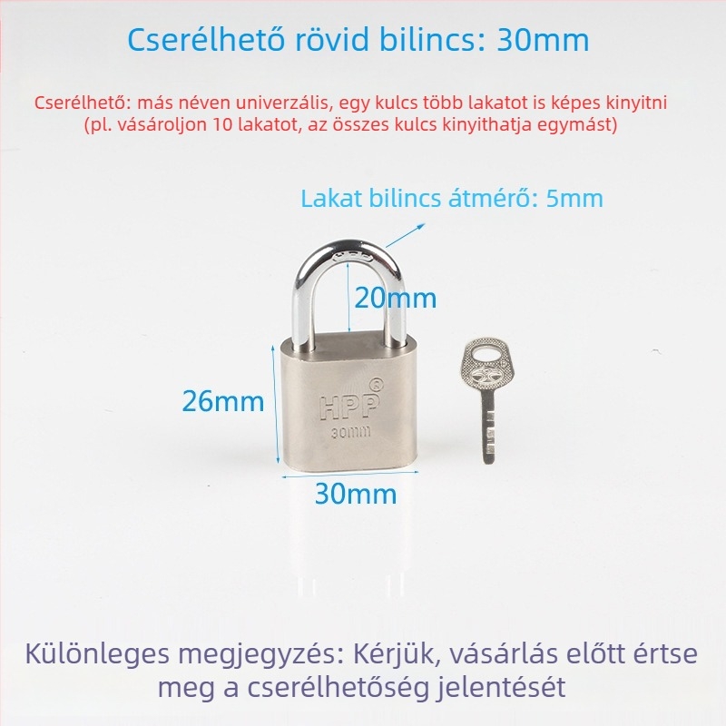 Otthoni ajtózár tolvajvédelemre, kis méretű zár, mini imitációs rozsdamentes acél hatású zár, univerzális zárfej