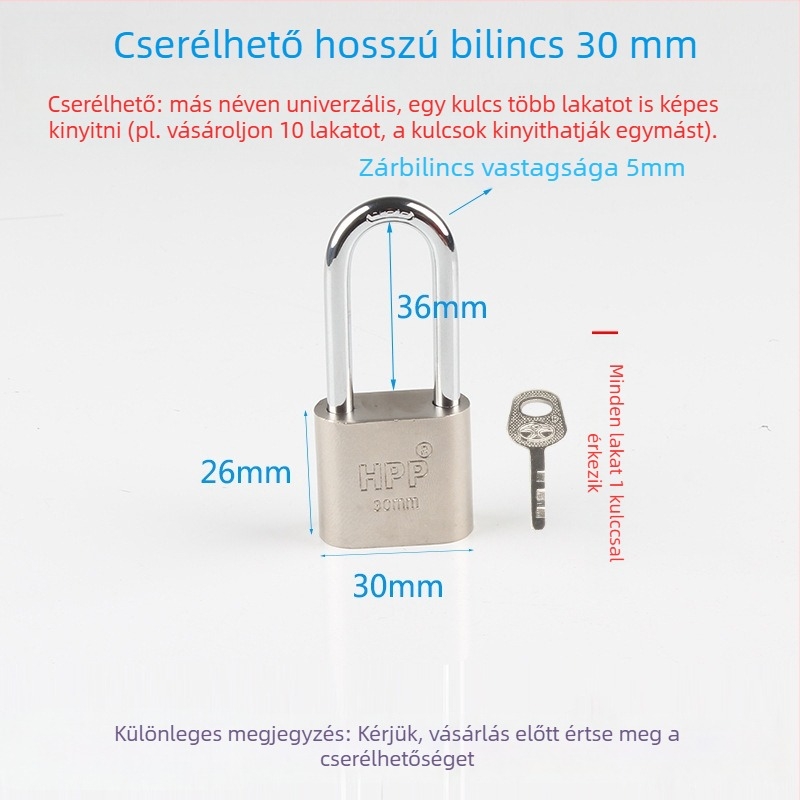 Otthoni ajtózár tolvajvédelemre, kis méretű zár, mini imitációs rozsdamentes acél hatású zár, univerzális zárfej
