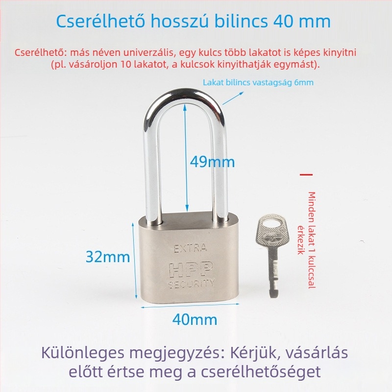 Otthoni ajtózár tolvajvédelemre, kis méretű zár, mini imitációs rozsdamentes acél hatású zár, univerzális zárfej