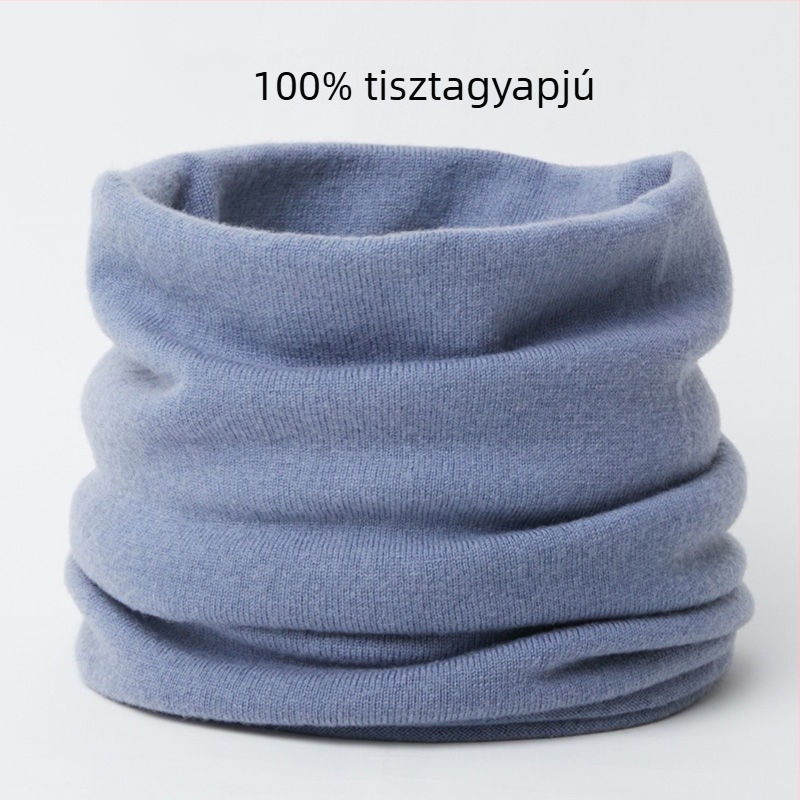 Gyapjú nyakmelegítő sál, vastag téli kötött, egyszínű
