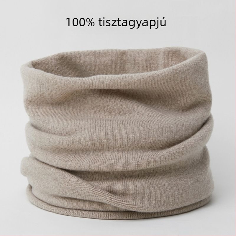 Gyapjú nyakmelegítő sál, vastag téli kötött, egyszínű