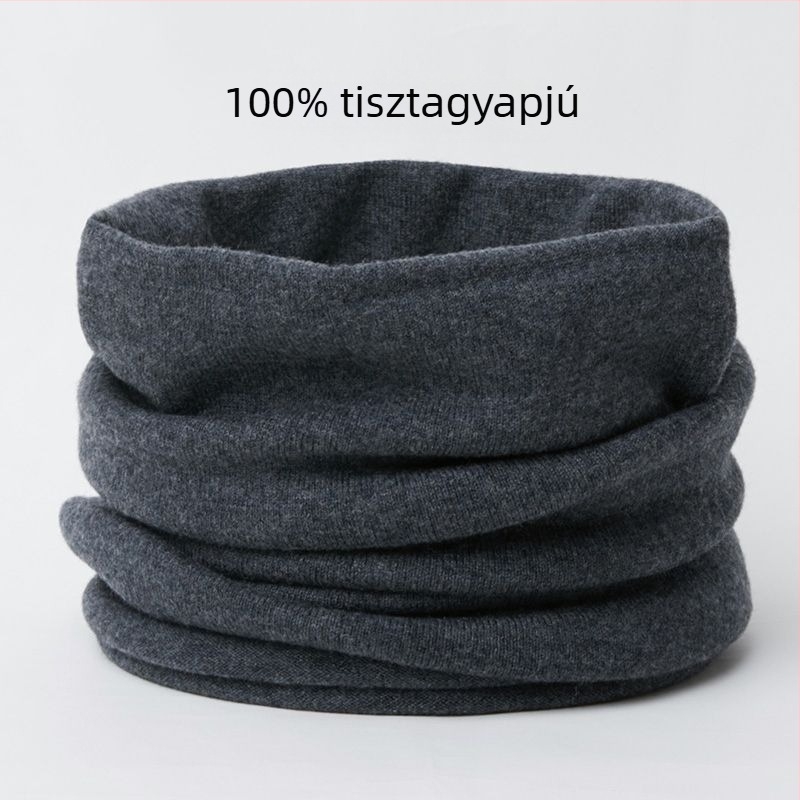 Gyapjú nyakmelegítő sál, vastag téli kötött, egyszínű