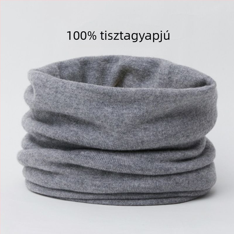 Gyapjú nyakmelegítő sál, vastag téli kötött, egyszínű